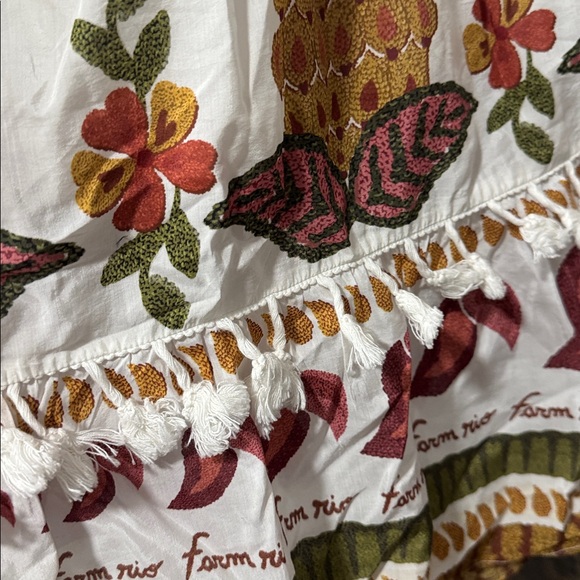 Farm Rio 🌴🍍XL Tropical Pineapple Palm Embroidered Beaded Midi Dress - Picture 7 of 14